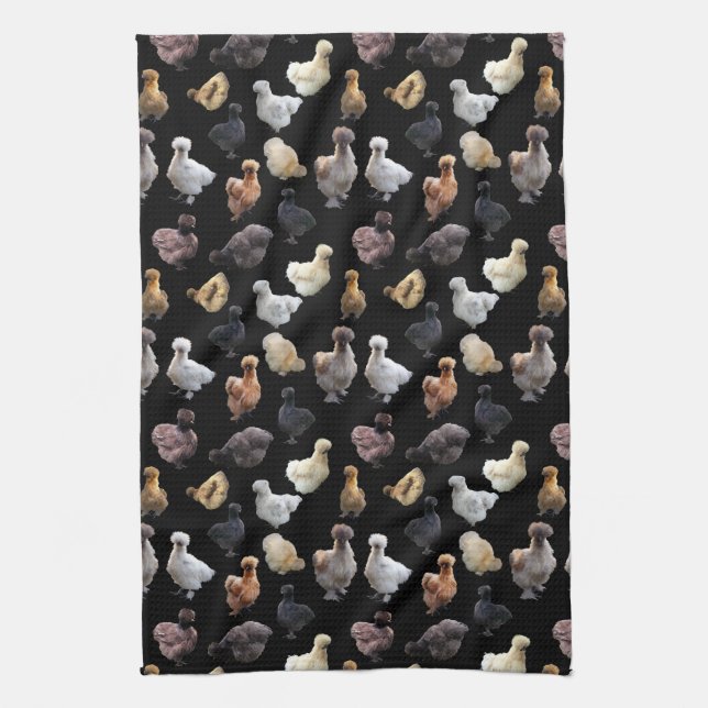 Silkie Bantam Chickens Kitchen Towel (Vertical)
