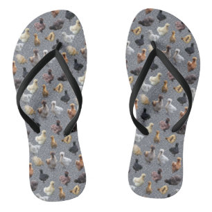 Silkie Bantam Chickens on Glitter Background Flip Flops
