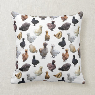 Silkie Bantam Chickens Throw Pillow