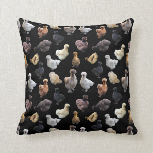 Silkie Bantam Chickens Throw Pillow