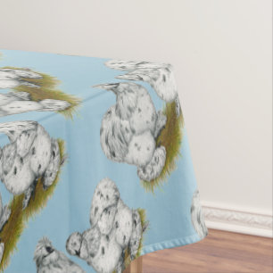 Silkie Bantam Splash Chickens Tablecloth