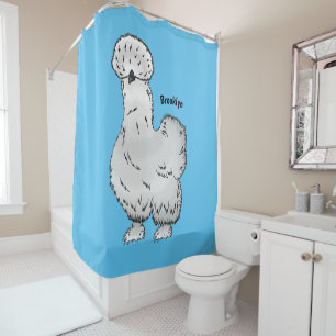 Silkie chicken cartoon illustration 