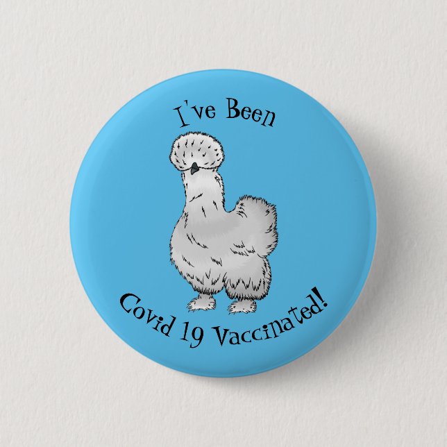 Silkie chicken cartoon illustration 2 inch round button (Front)