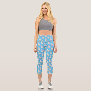 Silkie chicken cartoon illustration capri leggings