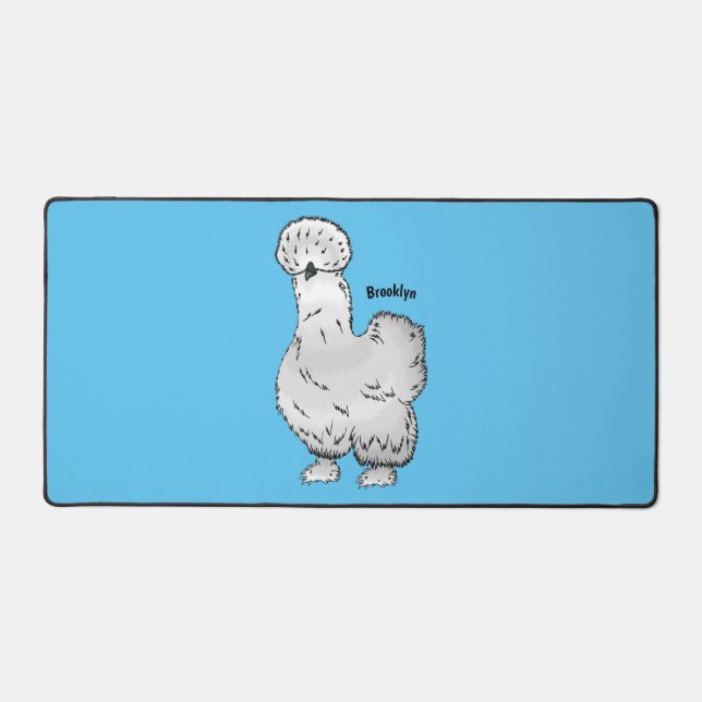 Silkie chicken cartoon illustration  desk mat (Front)