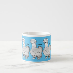 Silkie chicken cartoon illustration espresso cup