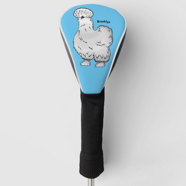 Silkie chicken cartoon illustration  golf head cover (Front)