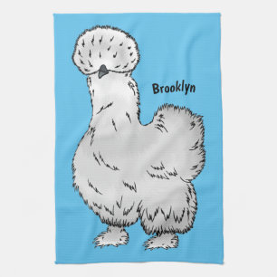Silkie chicken cartoon illustration kitchen towel