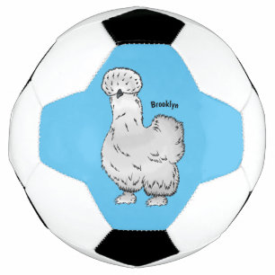 Silkie chicken cartoon illustration soccer ball