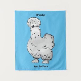 Silkie chicken cartoon illustration tapestry