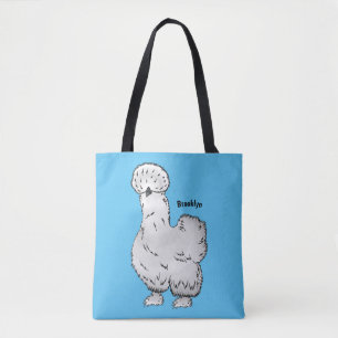 Silkie chicken cartoon illustration  tote bag