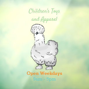 Silkie chicken cartoon illustration window cling