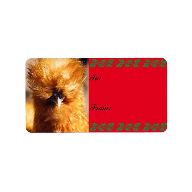 Silkie Chicken Close Up Christmas Gift Tag (Front)
