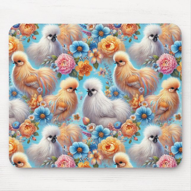 Silkie Chicken Colourful Cheery & Cute Mousepad (Front)