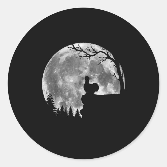 Silkie Chicken Moon Silhouette Funny Lazy Hallowee Classic Round Sticker (Front)