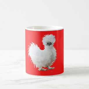Silkie Chicken on Red Coffee Mug