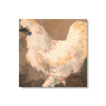 Silkie Chicken Stretched Canvas Painting by Jac