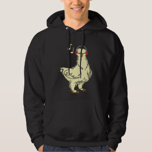 Silkie Chicken Wearing Headphone Hoodie