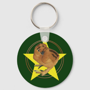 Silkie Red Chick Star Keychain