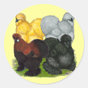 Silkies:  Assorted Roosters Classic Round Sticker