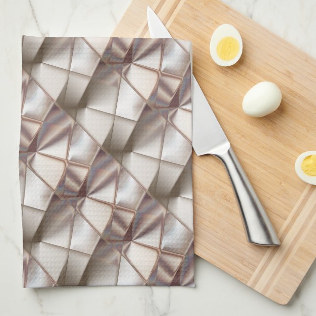 Silky beige with shapes looking relief or depth th kitchen towel (Quarter Fold)
