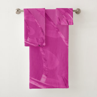 Silky curved lines abstract in pink bath towel set
