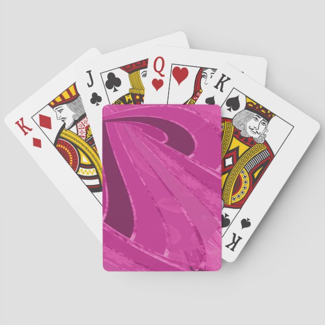 Silky curved lines abstract in pink playing cards (Back)