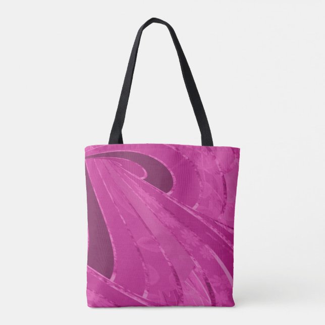 Silky curved lines abstract in pink tote bag (Back)