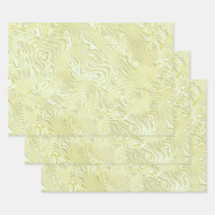 Silky Faux Moire Pattern in Shimmering Yellow Wrapping Paper Sheet