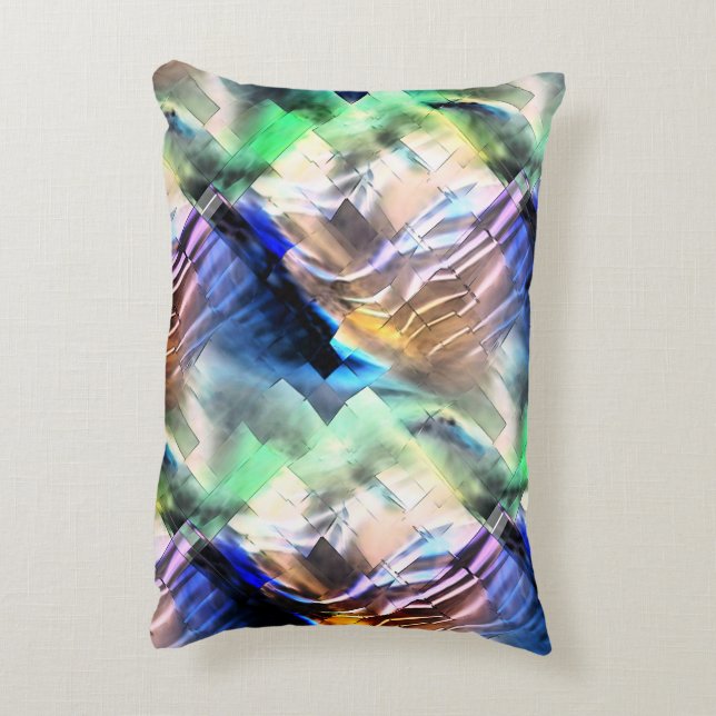 Silky floating of colours in soft abstract mosaic  accent pillow (Back(Vertical))