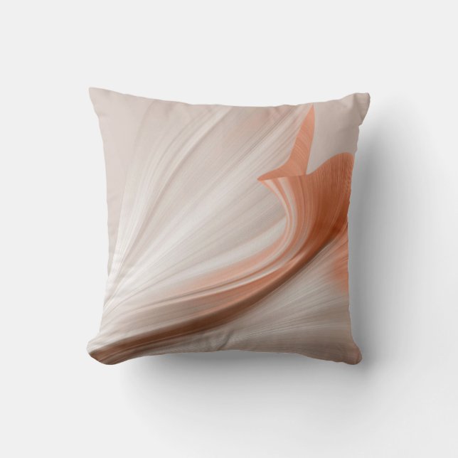 Silky Furl Touch of Peach Throw Pillow (Front)