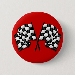 Silky looking Motorsport chequered flag gear 2 Inch Round Button