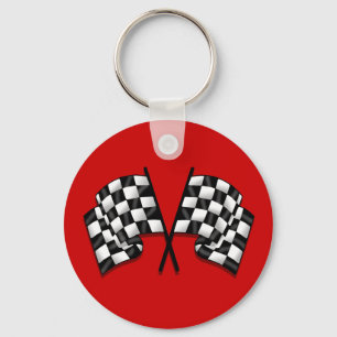 Silky looking Motorsport chequered flag gear Keychain