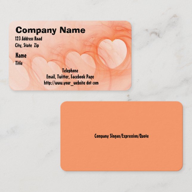Silky Orange Abstract Heart Line Business Card (Front/Back)