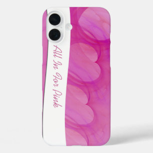 Silky Pink Heart Abstract Line Customized iPhone 16 Plus Case