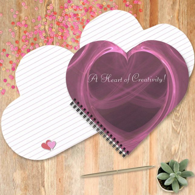 Silky Pink Heart Digital Art Template Notebook (Searching for a gift for the creative in your life? Here's a fun idea. Personalize it with a name. )