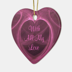 Silky Pink Heart Keepsake Ceramic Ornament
