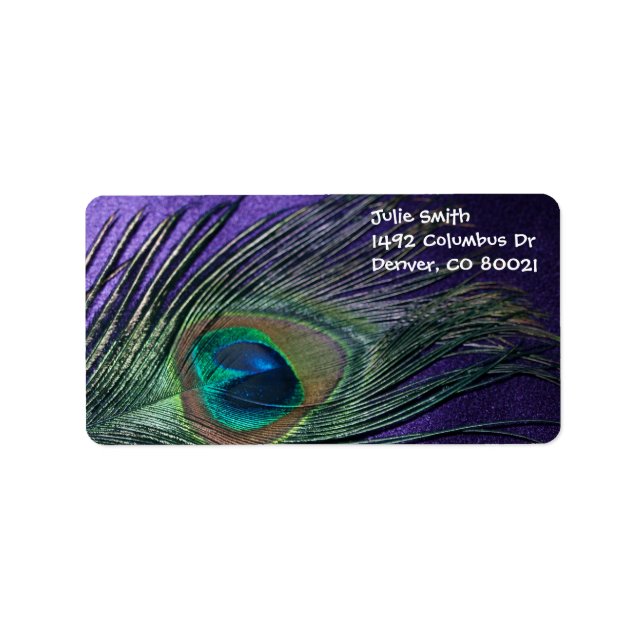 Silky Purple Peacock Feather Label (Front)