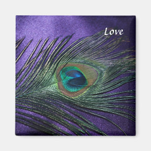 Silky Purple Peacock Feather Magnet