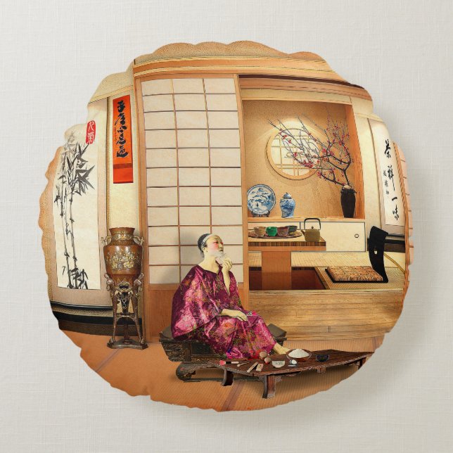 Silky Rice Powder Round Pillow (Front)