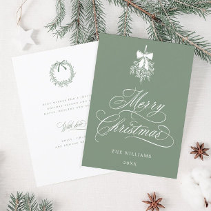 Silky Sage Holly Berry Bouquet Christmas Flat  Holiday Card