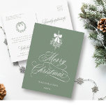 Silky Sage Holly Berry Bouquet Merry Christmas Postcard<br><div class="desc">This simple Christmas postcard features elegant and romantic swirly calligraphy lettering with a winter holly berry bouquet and custom text on the back. For more advanced customization of this design,  please click the BLUE DESIGN TOOL BUTTON above!</div>