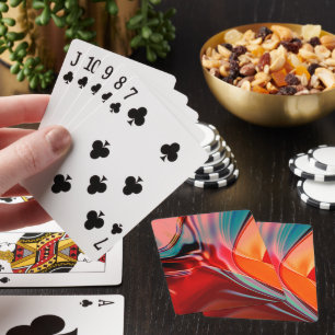 Silky satin red shades twisted reflecting lighting playing cards