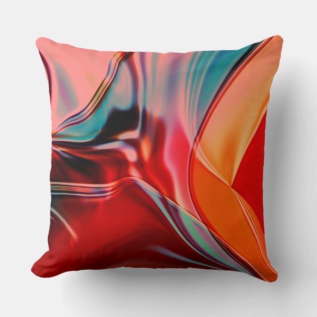 Silky satin red shades twisted reflecting lighting throw pillow (Front)