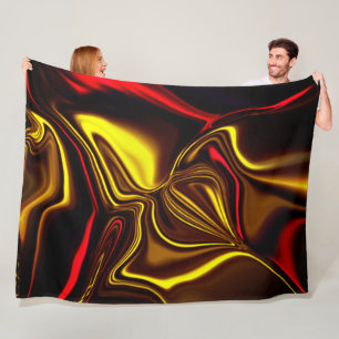 Silky strokes in red and gold with darkened parts fleece blanket