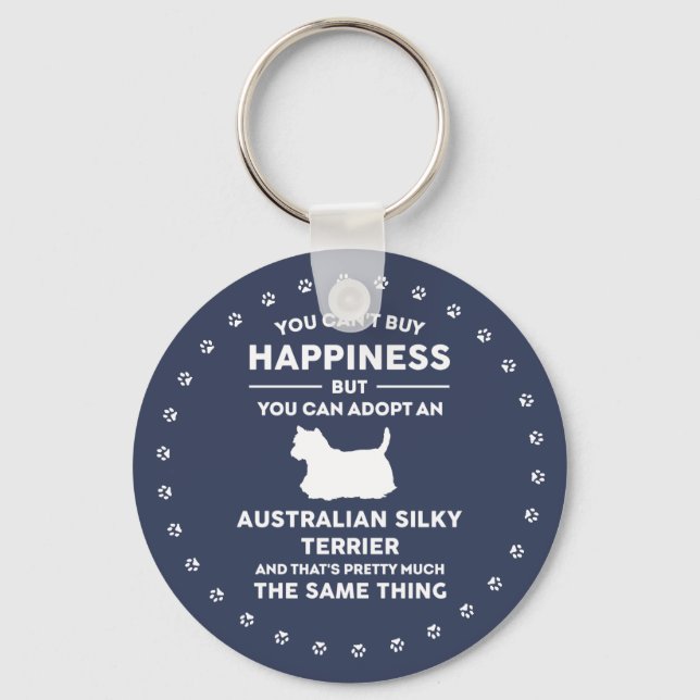 Silky Terrier Adoption Happiness Keychain (Front)