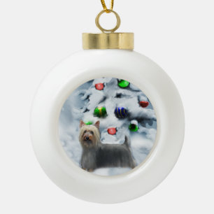 Silky Terrier Christmas Ceramic Ball Christmas Ornament