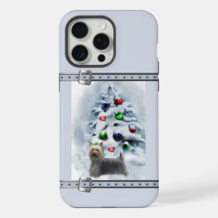 Silky Terrier Cute Blue Christmas Holidays iPhone 15 Pro Max Case