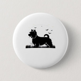 Silky Terrier Dog � Halloween Moon Silhouette Clas 2 Inch Round Button