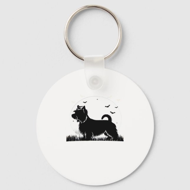 Silky Terrier Dog � Halloween Moon Silhouette Clas Keychain (Front)